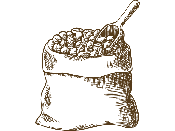 A drawing of a bag full of food