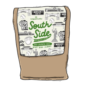 A brown bag with the words " south side " on it.