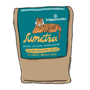 A bag of sumatra coffee is shown.