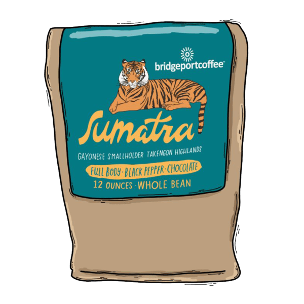 A bag of sumatra coffee is shown.